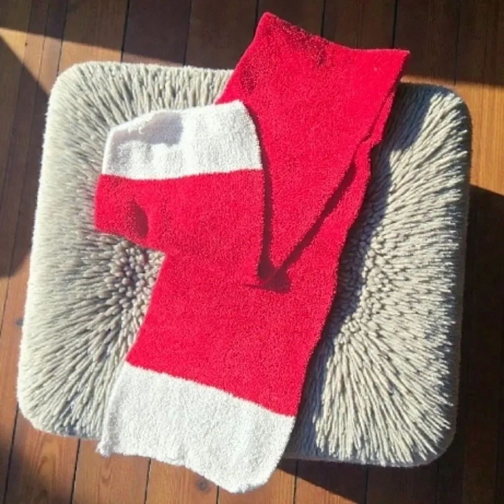 Red Chenille Scarf Cozy Fuzzy Winter Cold Weather Essential Soft Warm Neck Wrap